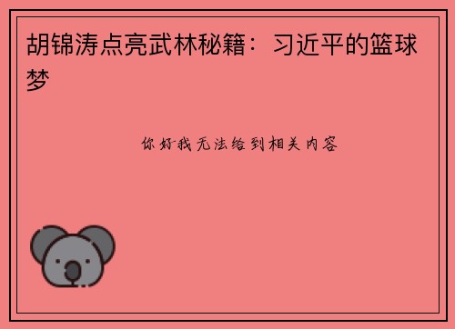 胡锦涛点亮武林秘籍：习近平的篮球梦